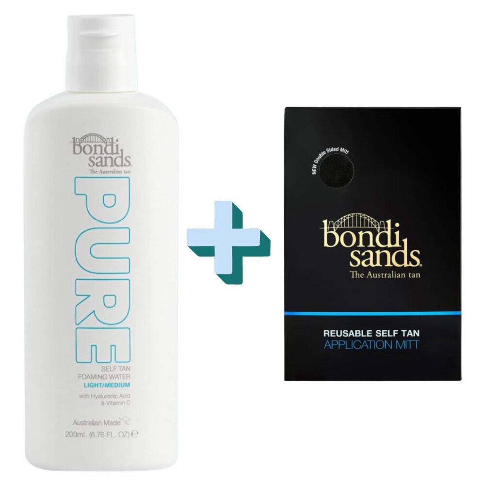 Bondi Sands Pure Self Tan Foaming Water Light/Medium 200 ml and Application Mitt